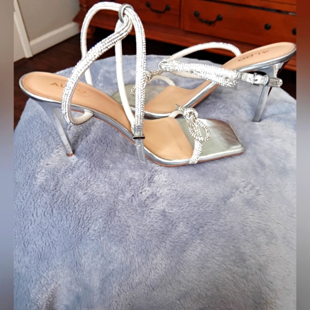 Aldo Silver Rhinestone Heels